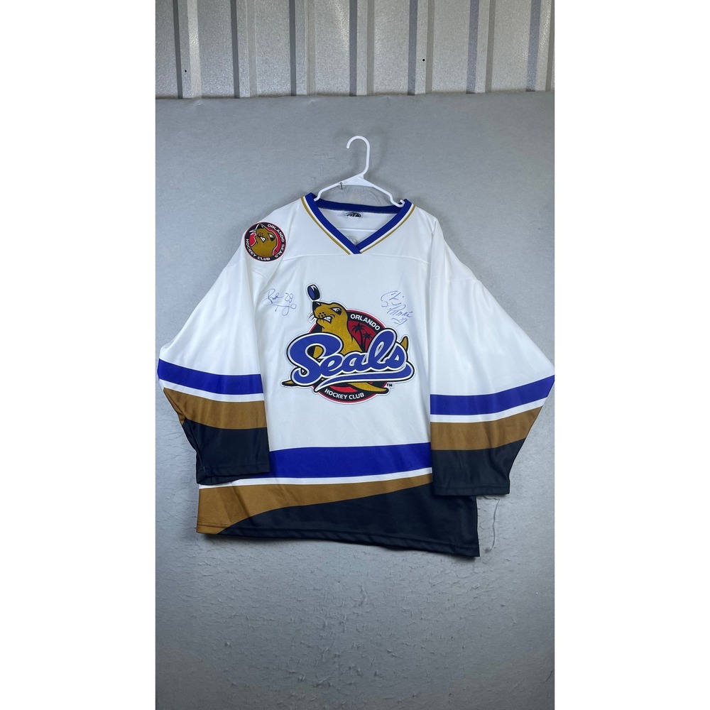 OT Sports Orlando Seals Hockey Jersey Mens XL White Good Signed Minor League